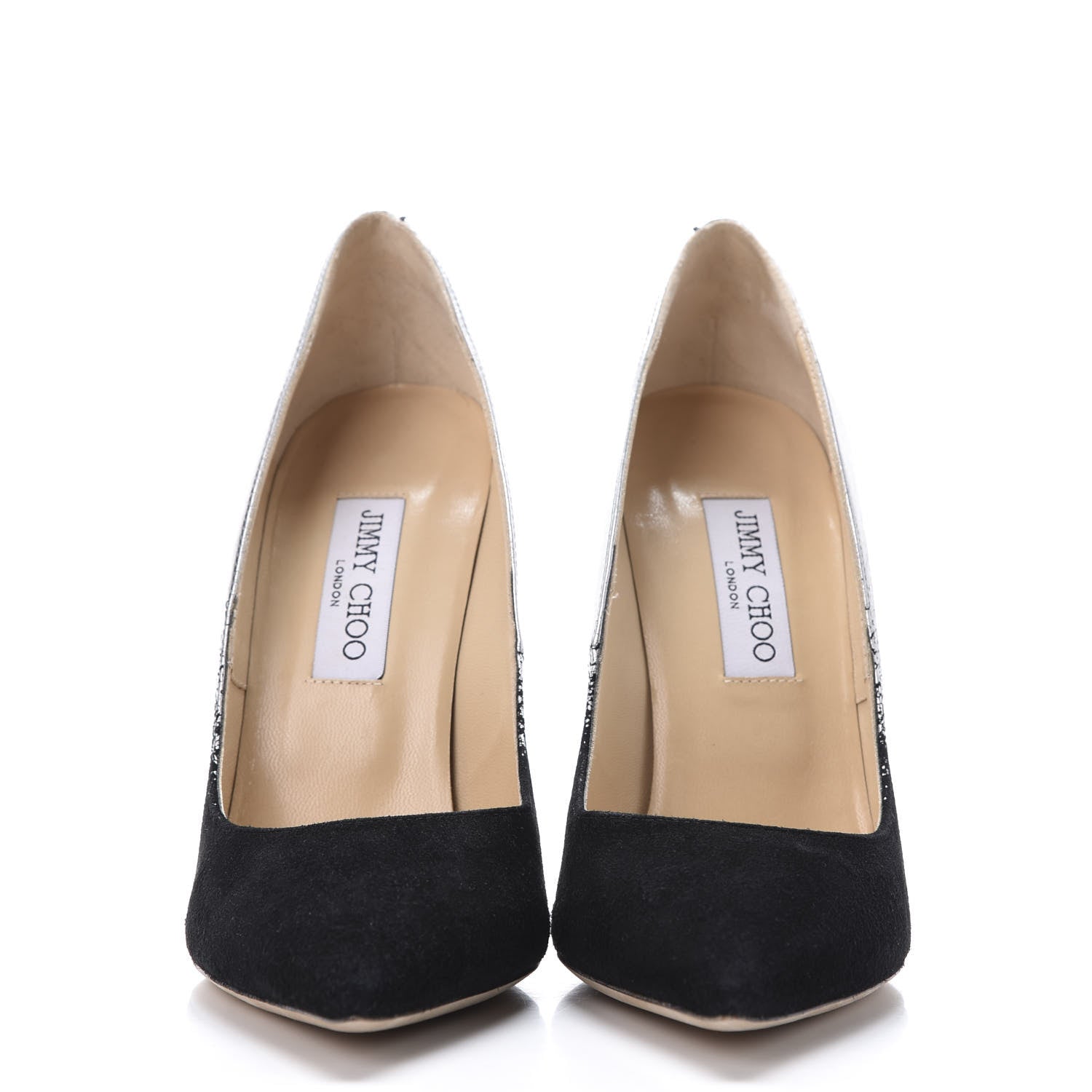 Jimmy Choo Suede Metallic Leather Degrade Anouk Pumps 40 Silver Black 3 of 9