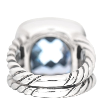 David Yurman Sterling Silver Diamond Blue Topaz 14mm Albion Ring 52 6 4 of 5