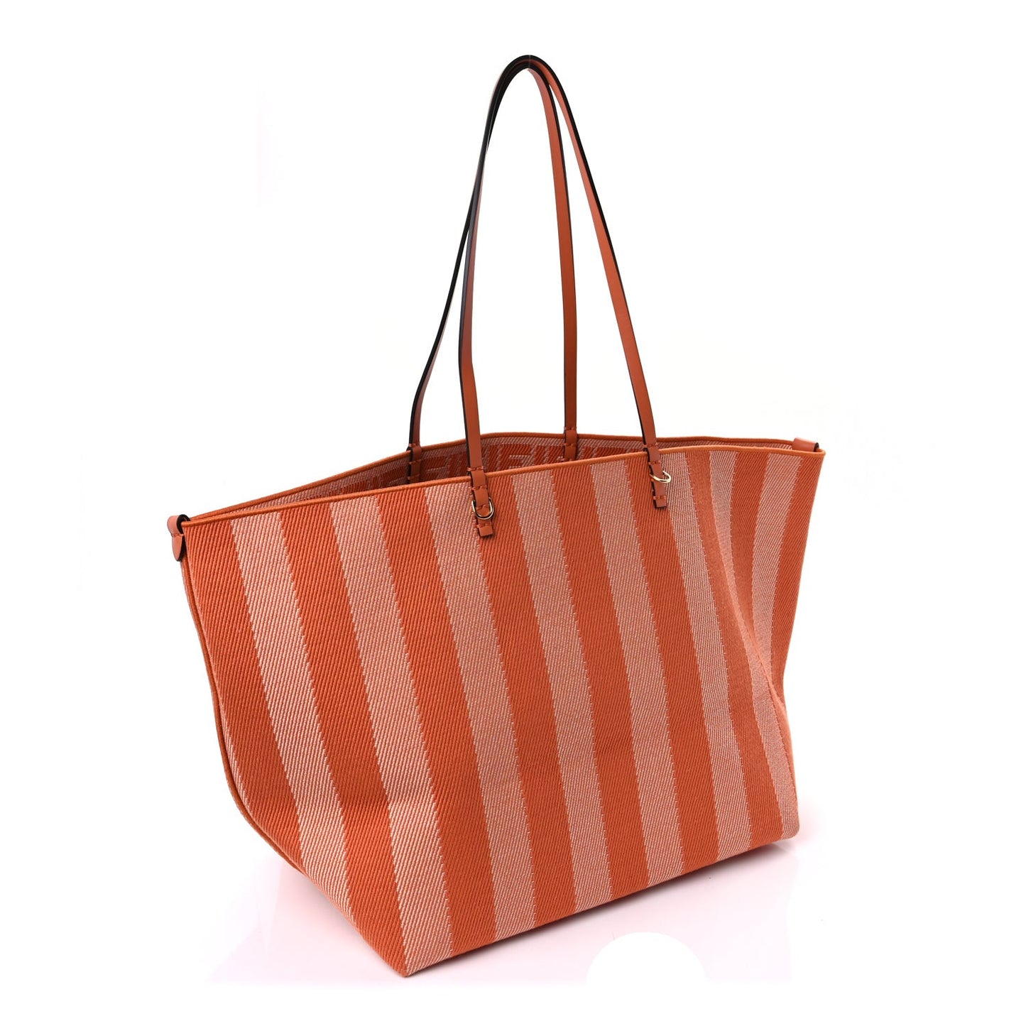 Pequin Vitello Effettto Denim Jacquard FF Reversible Large Shopping Tote  Orange