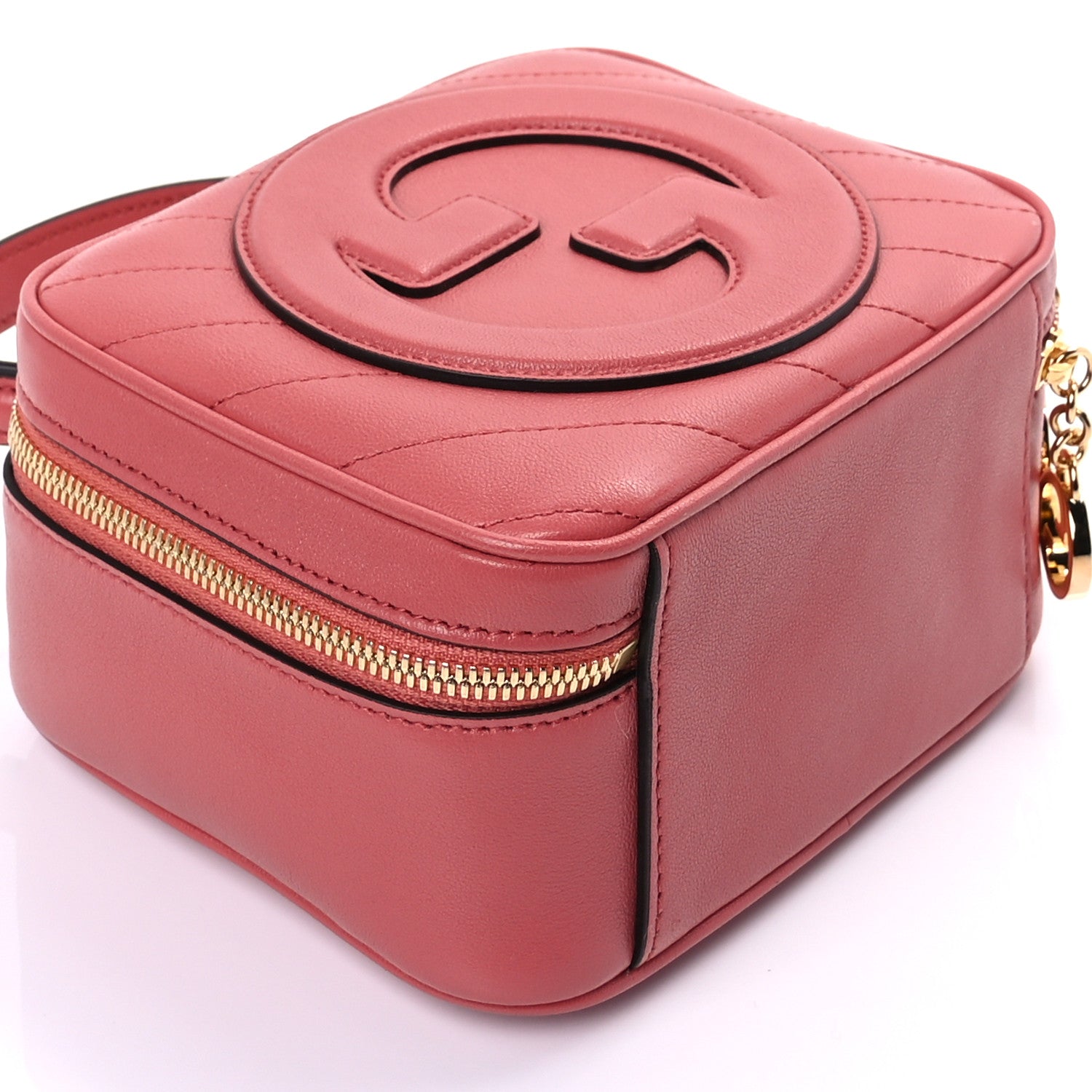 Gucci Sakai Be Green Calfskin Diagonal Stitched Blondie Top Handle Bag Pink 7 of 8