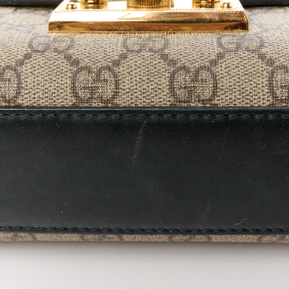 Gucci GG Supreme Monogram Calfskin Small Padlock Shoulder Bag Beige Black Cuir 16 of 16