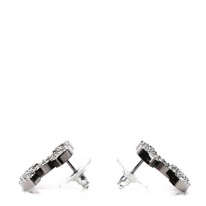 Chanel Enamel Crystal CC Earrings Black Silver 3 of 5