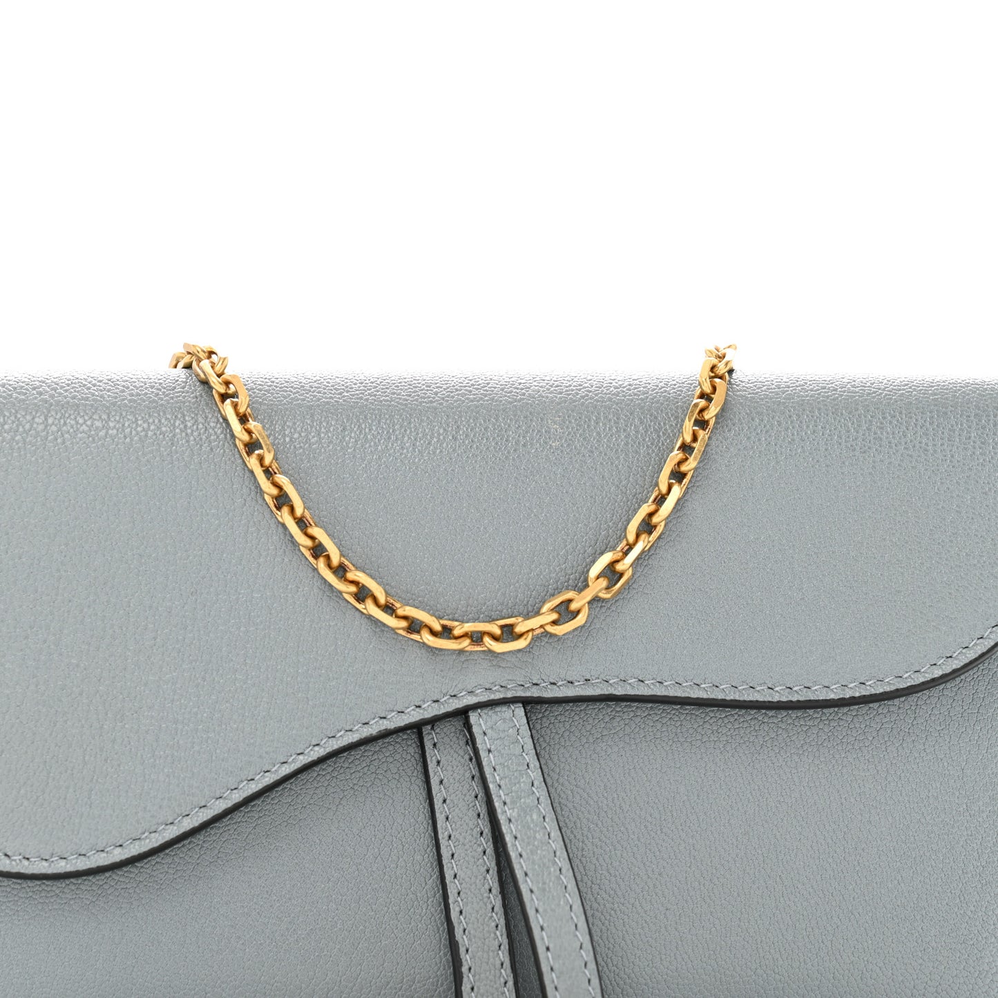 Goatskin Saddle Chain Wallet Pouch Cloud Blue