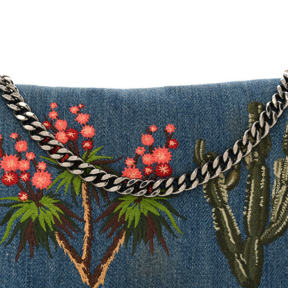 Eco Denim Embroidered Falabella Crossbody Cerulean