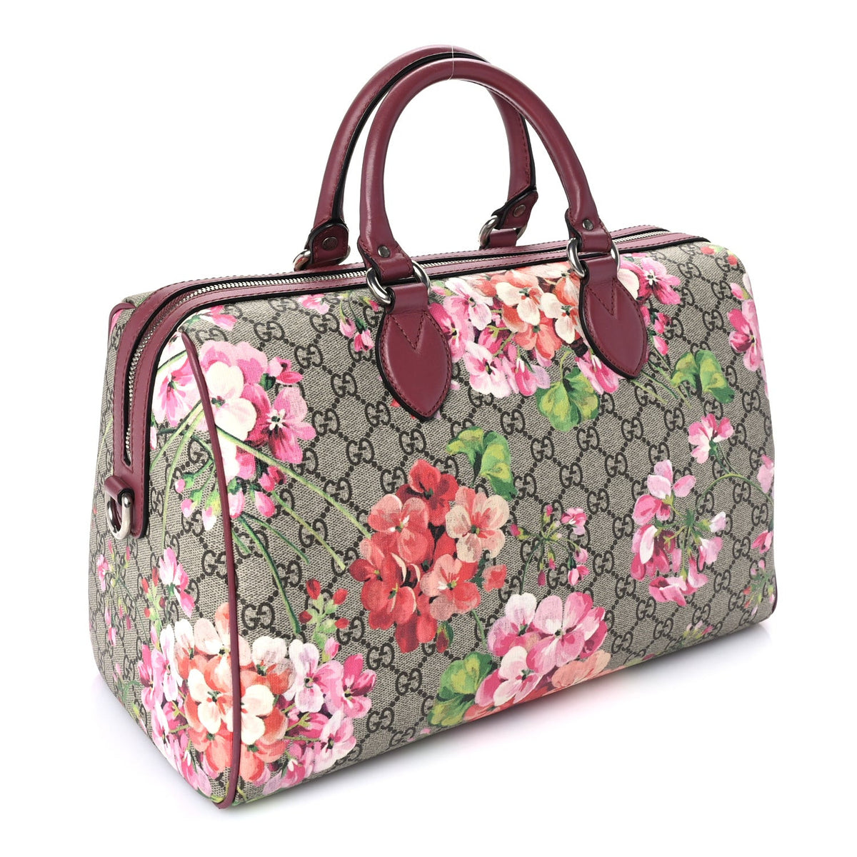 GG Supreme Monogram Blooms Medium Boston Beige Multicolor Dry Rose