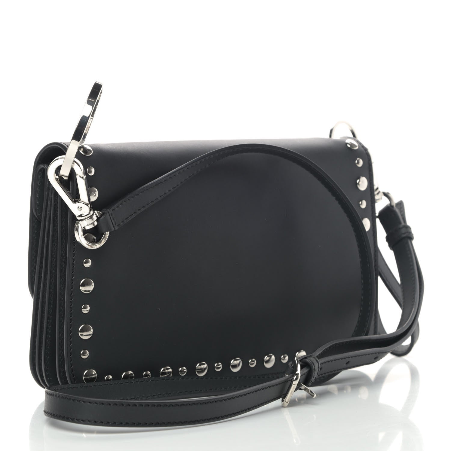 Dolce & Gabbana Smooth Calfskin Studded Biker Crossbody Bag Black 2 of 7