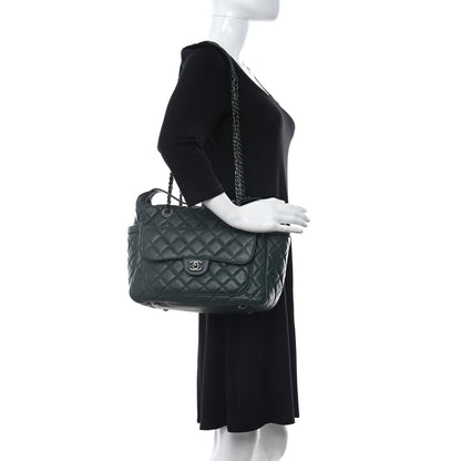 Chanel Lambskin Quilted Flap Hobo Dark Green 2 of 10