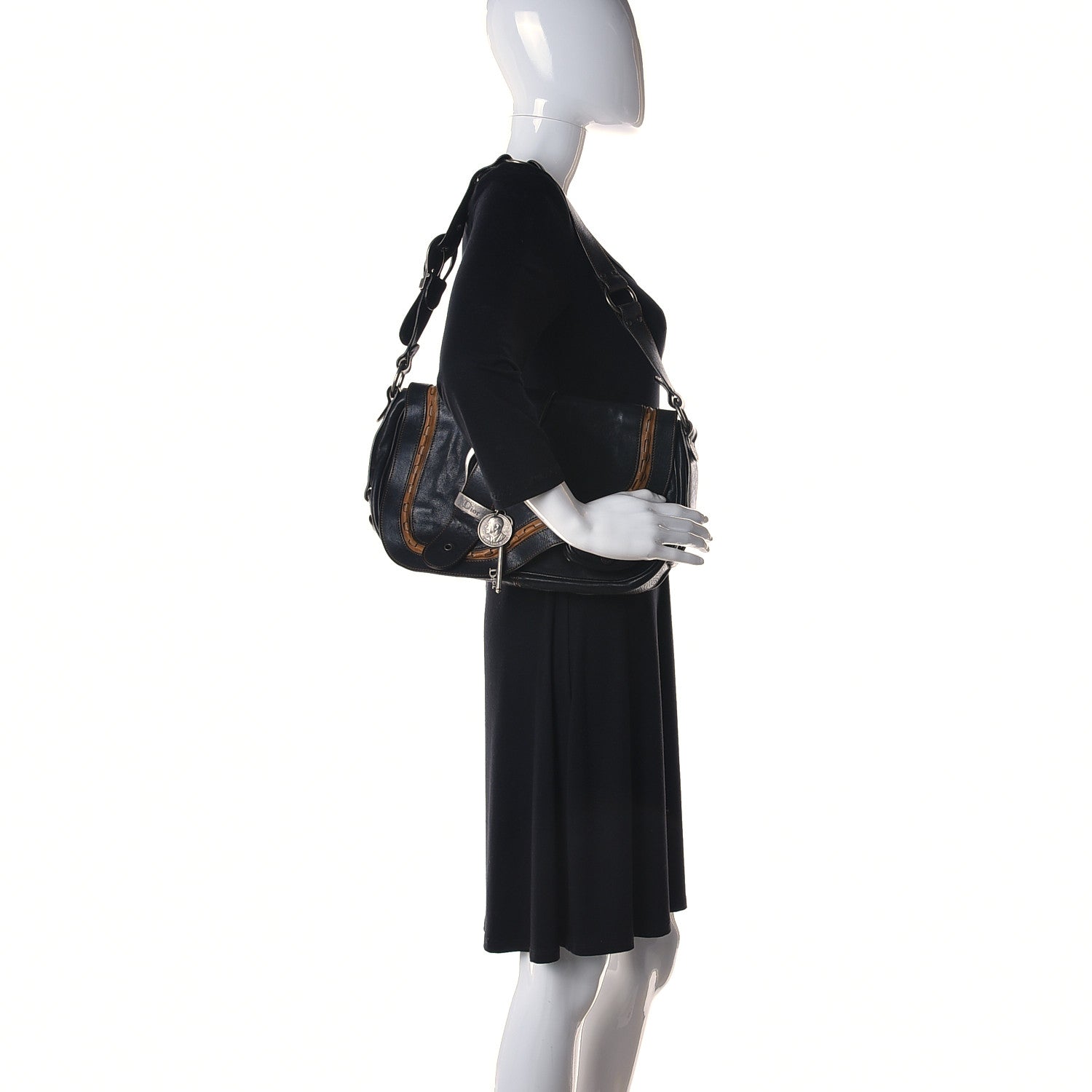 Christian Dior Calfskin Medium Gaucho Double Saddle Bag Black 5 of 21
