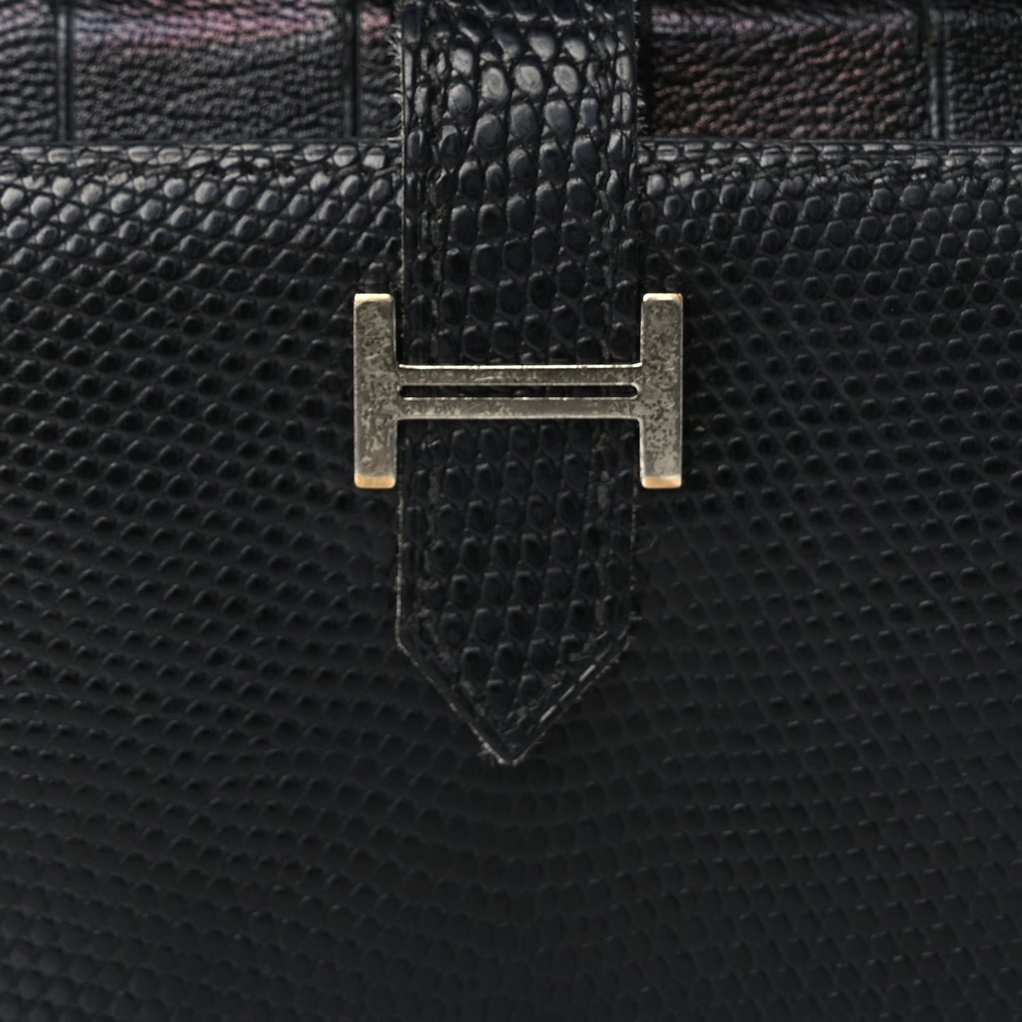 Lizard Varanus Niloticus Bearn Gusset Wallet Black