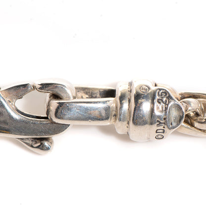 David Yurman Sterling Silver Diamond Quatrefoil Lariat Wheat Chain Necklace 4 of 7