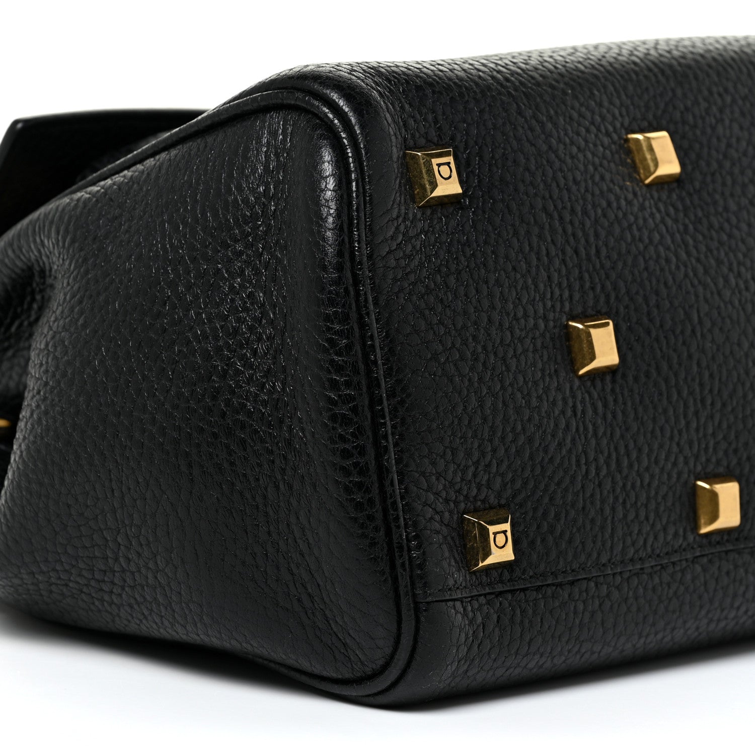 Salvatore Ferragamo Hammered Calfskin Small Studio Rock Bag Black 9 of 15