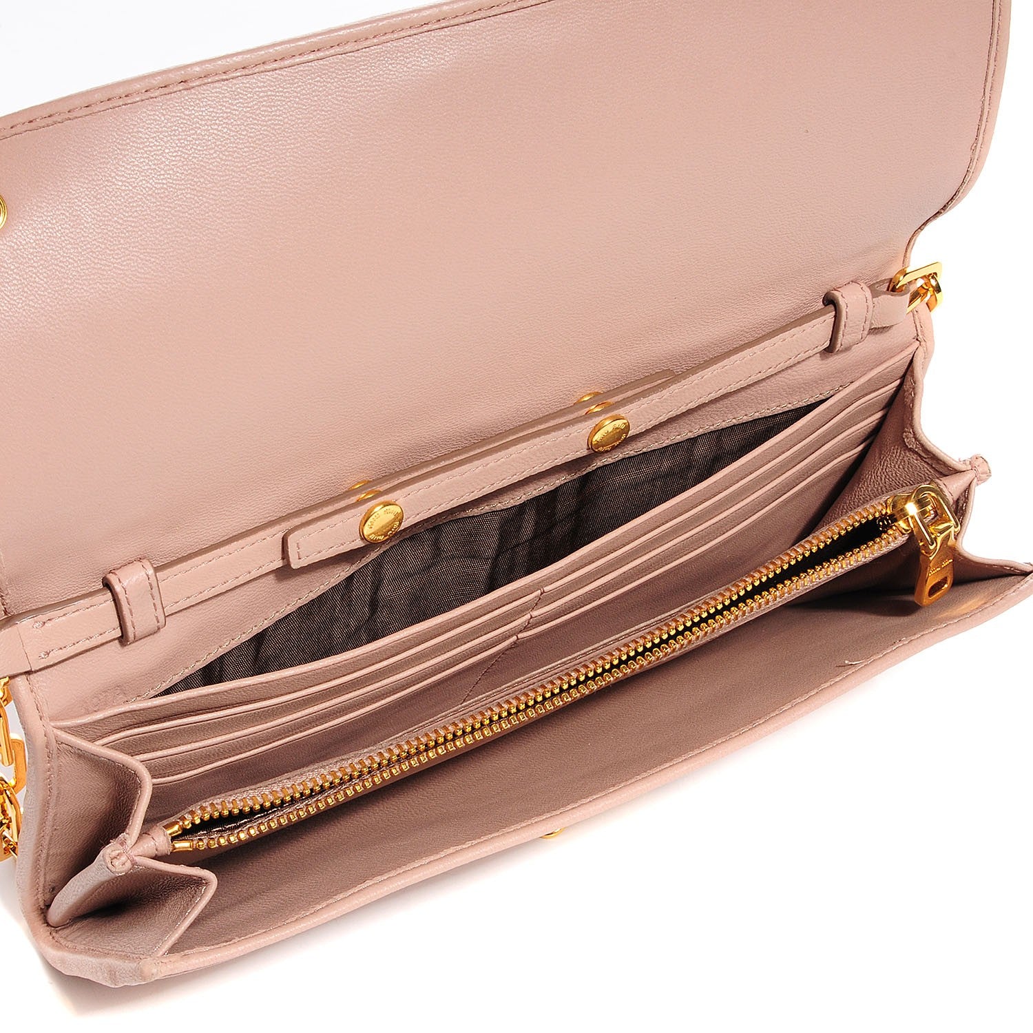 Miu Miu Nappa Matelasse Wallet On Chain Orchid 5 of 7