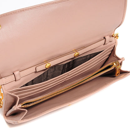 Miu Miu Nappa Matelasse Wallet On Chain Orchid 5 of 7