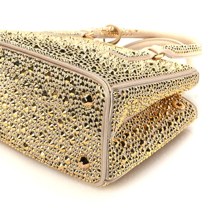 Prada Satin Crystal Mini Galleria Double Zip Tote Platino 8 of 8