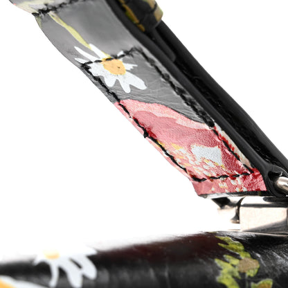 Balenciaga Shiny Paper Calfskin Floral Print Large Crush Sling Bag Black Red 11 of 11