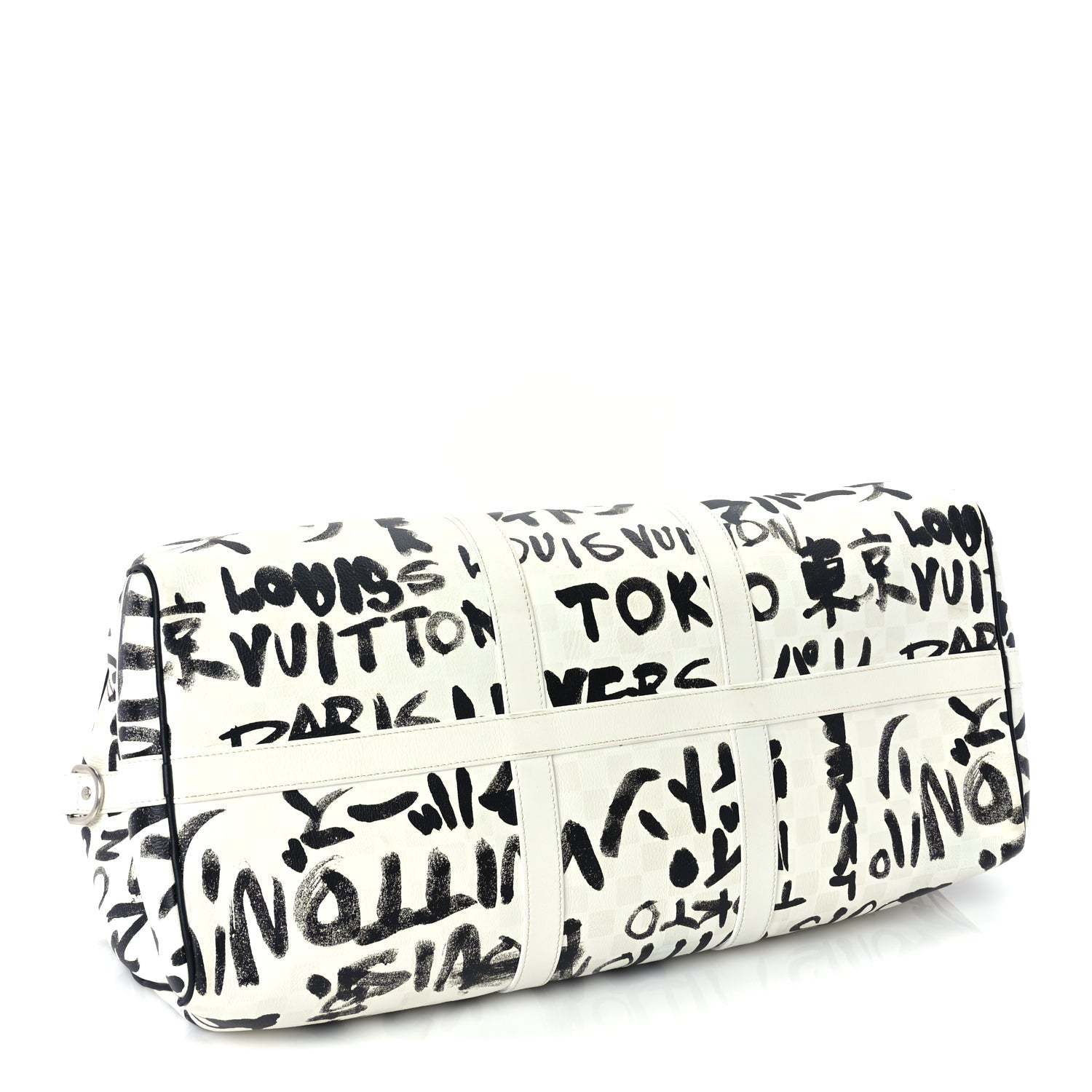 Louis Vuitton Calfskin Damier Scribble Keepall Bandouliere 50  Black White 3 of 8
