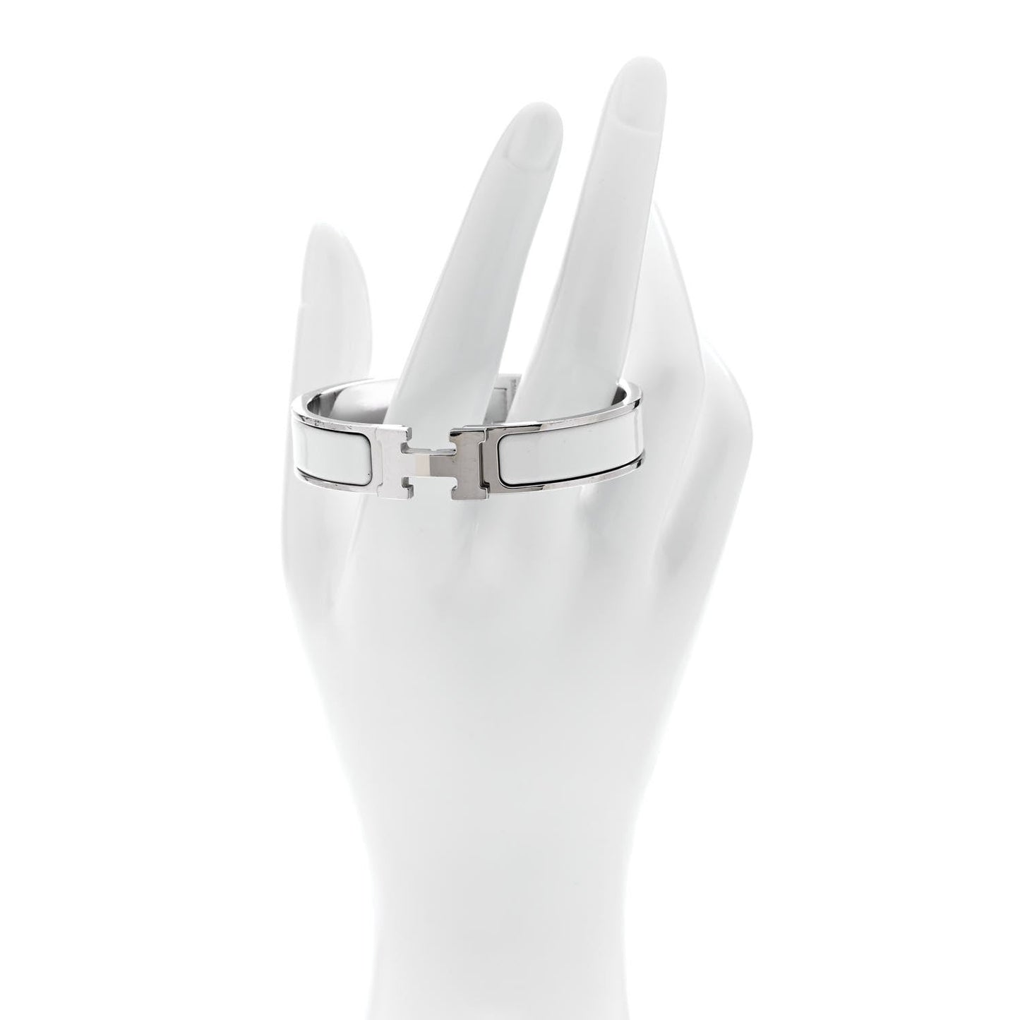 Enamel Narrow Clic Clac H Bracelet PM White