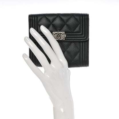 Chanel Caviar Quilted Small Boy Flap Wallet Black 2 of 9