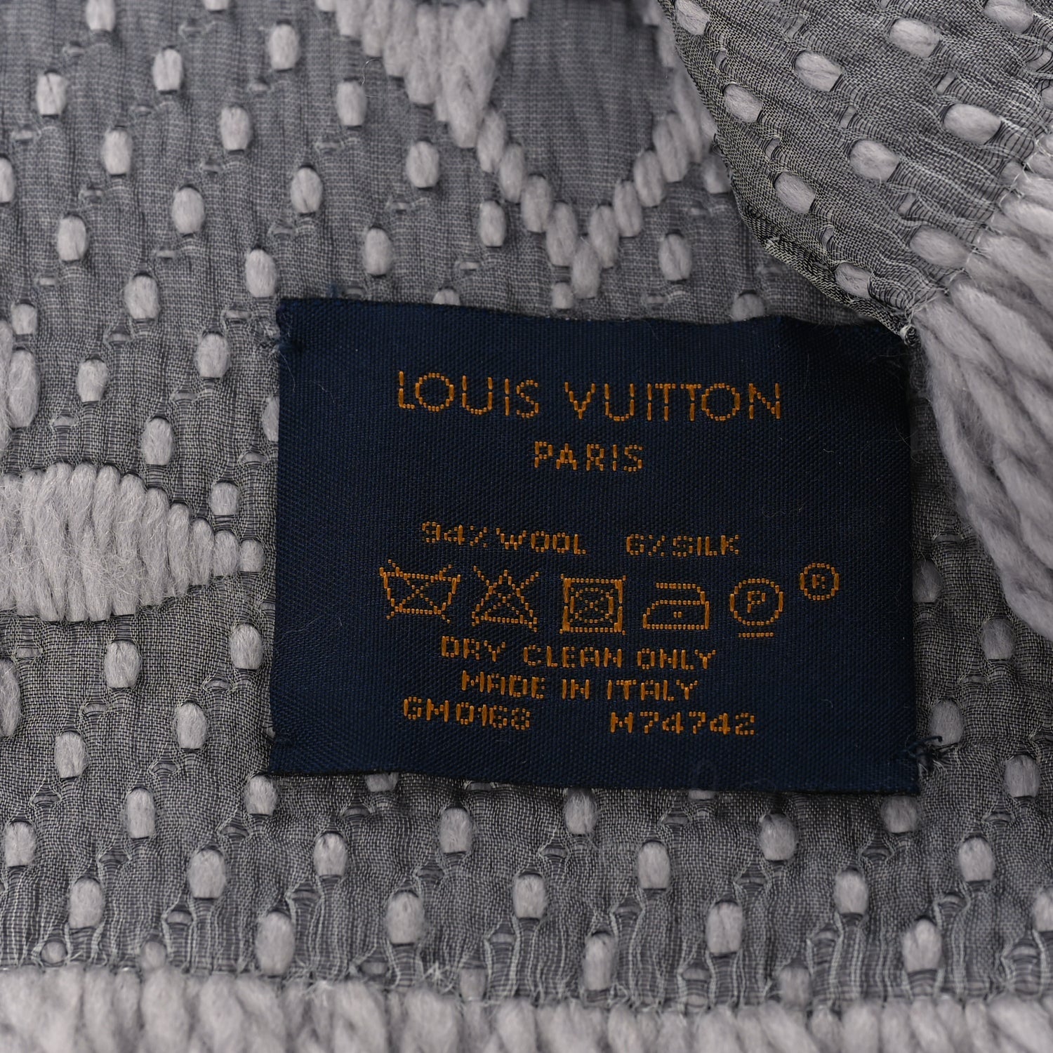 Louis Vuitton Wool Silk Logomania Scarf Pearl Grey 3 of 3