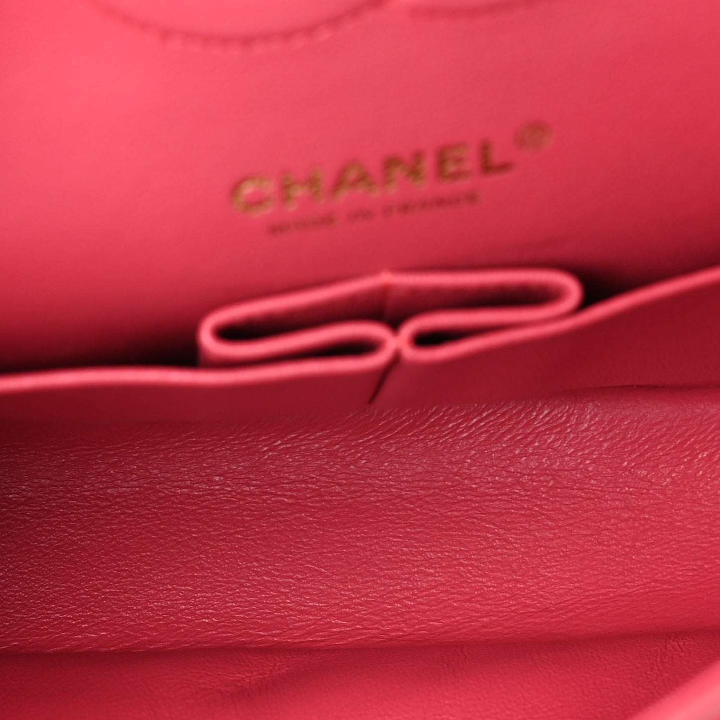 Lambskin Chevron Quilted Medium Double Flap  Pink