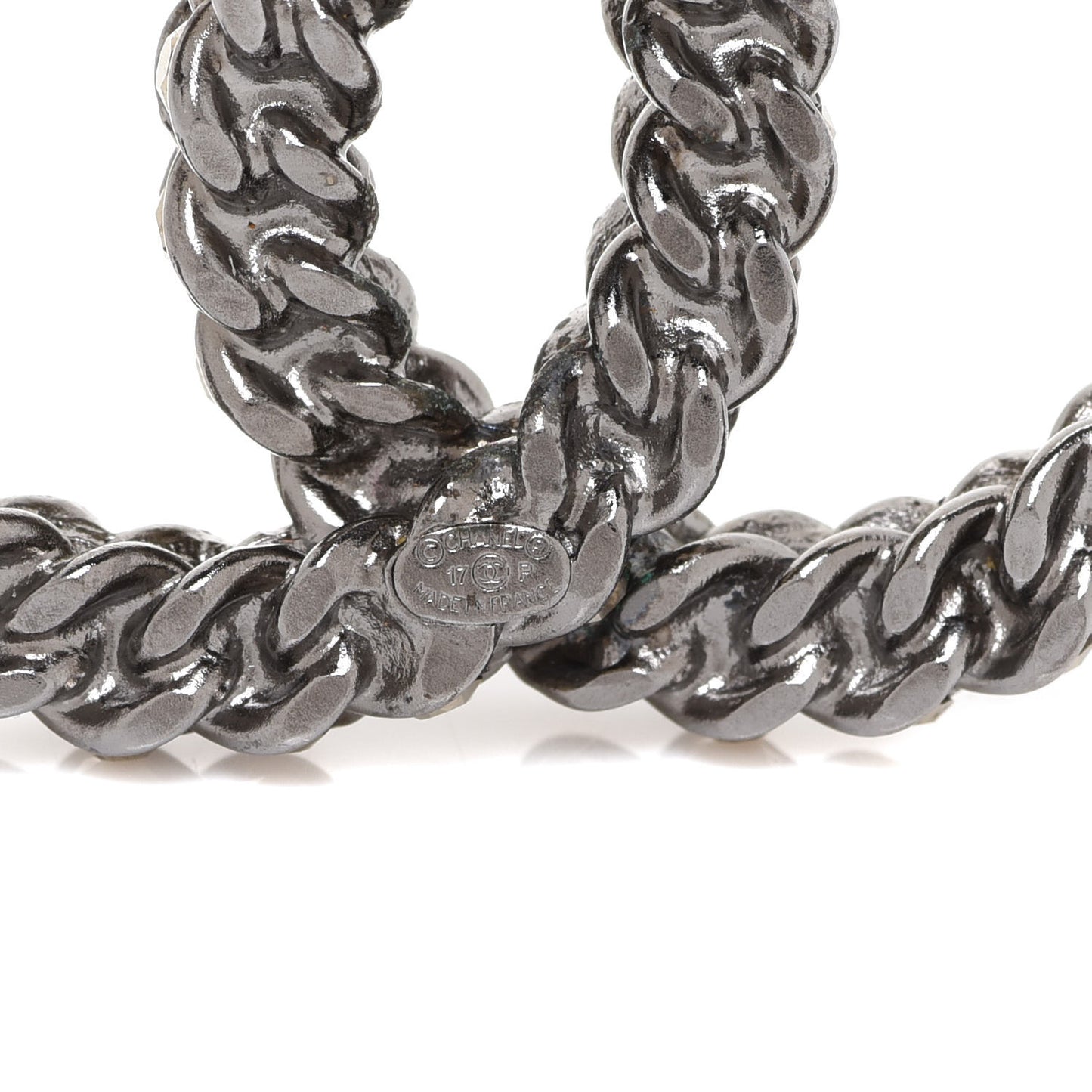 Ruthenium Enamel CC Brooch Iridescent Blue