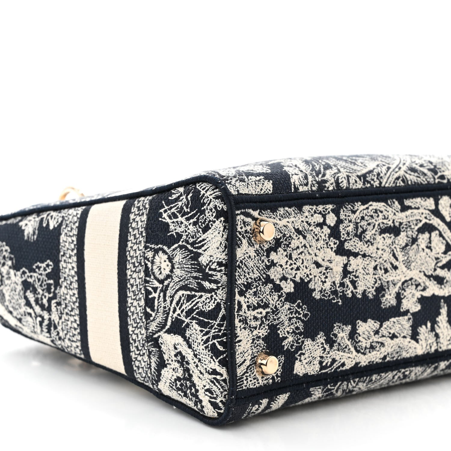 Christian Dior Canvas Toile De Jouy Reverse Embroidered Medium Lady D-Lite Navy 9 of 11