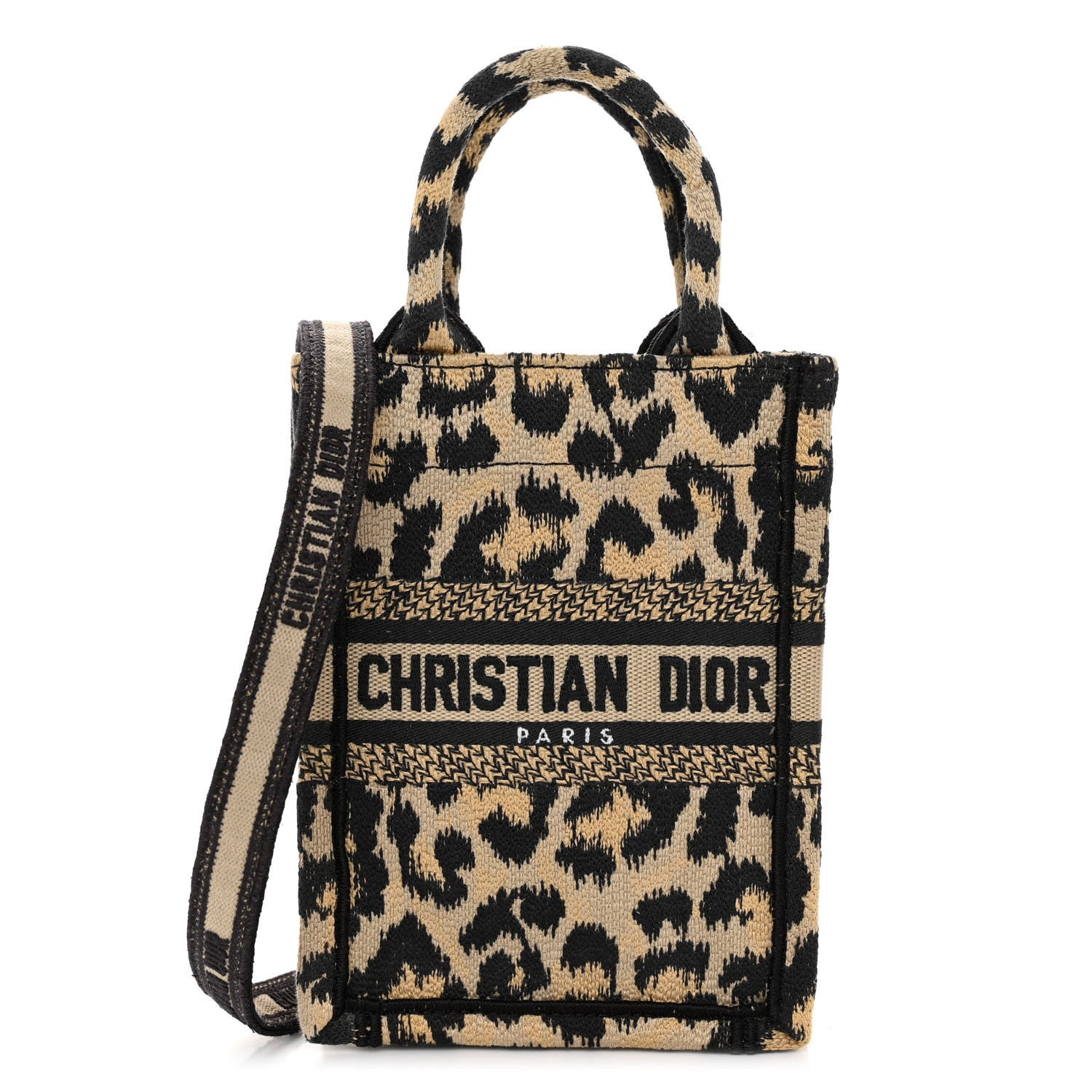 Christian Dior Canvas Mizza Embroidered Mini Book Tote Phone Bag Beige 1 of 9