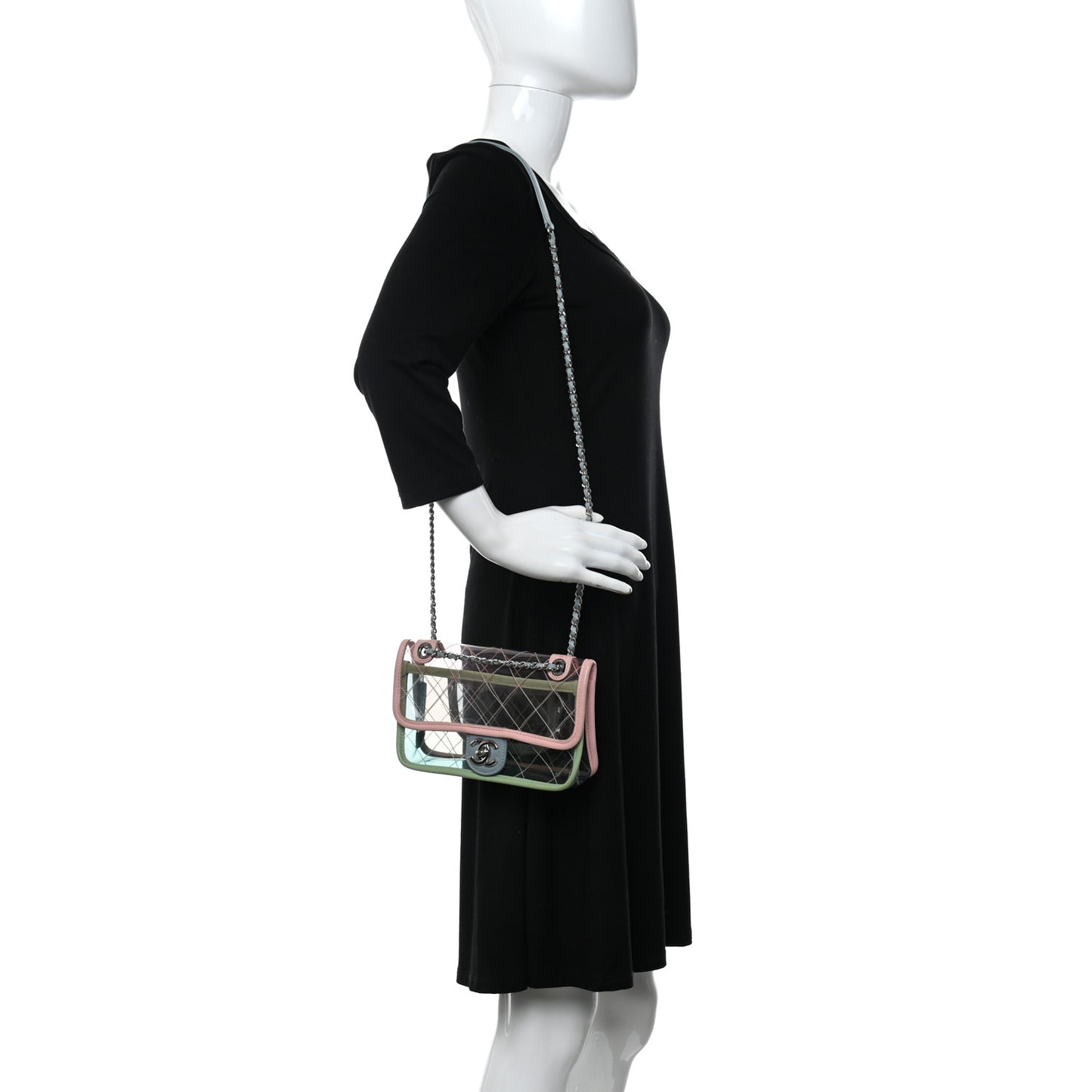 Lambskin PVC Quilted Mini Coco Splash Flap Blue Green