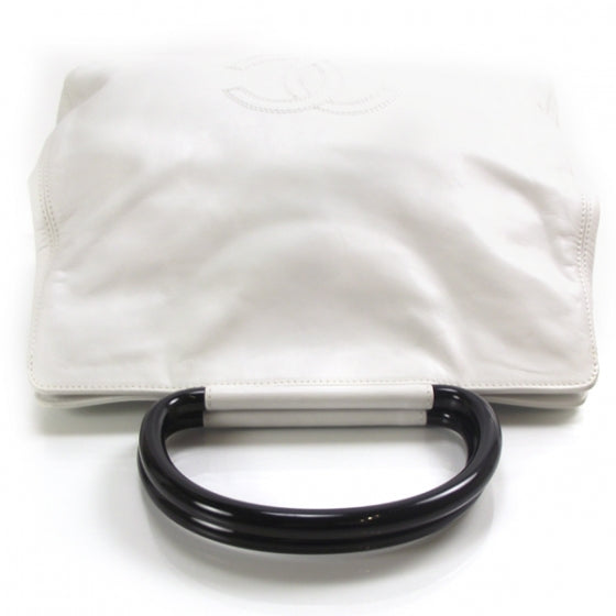 Leather CC Handle Tote White