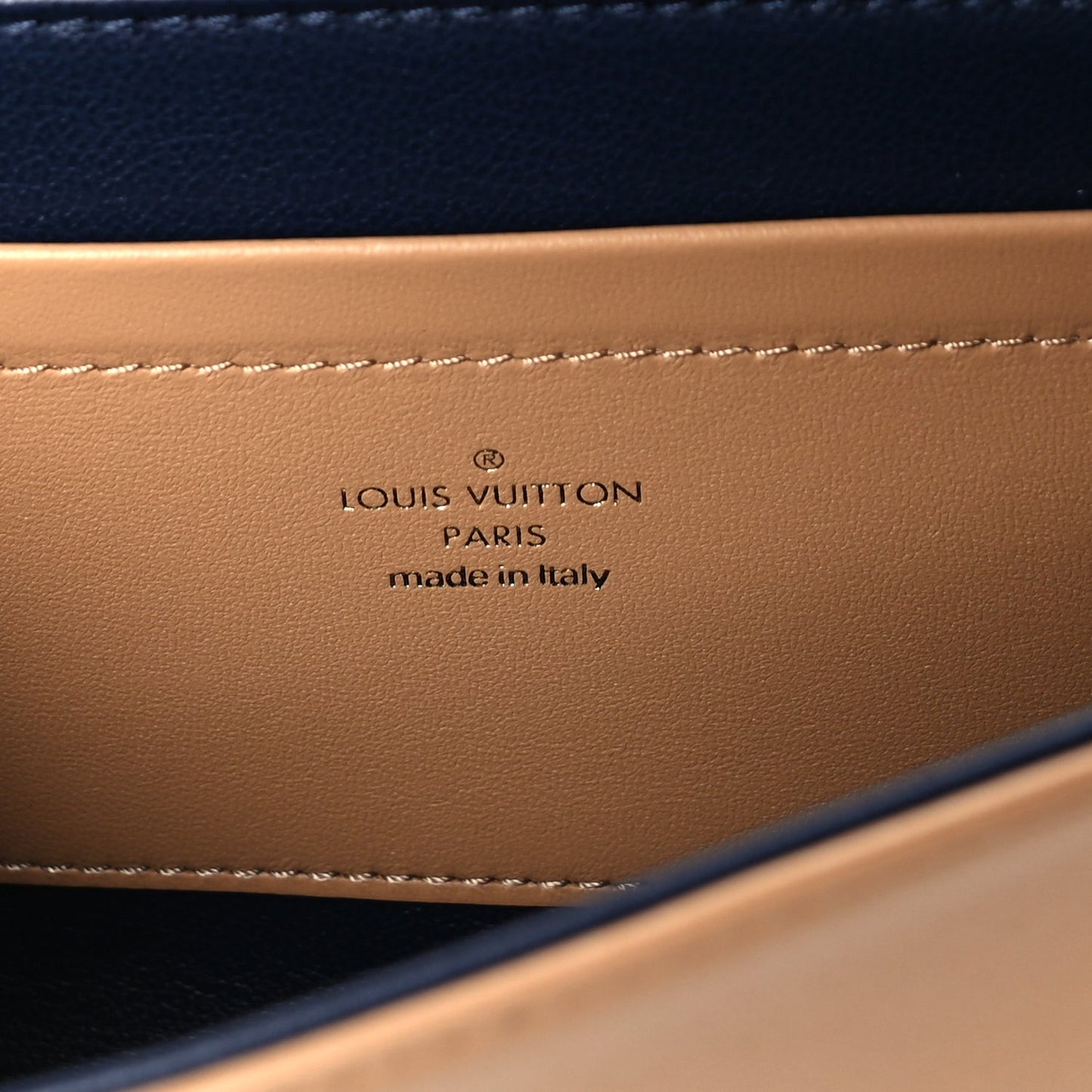 Lambskin Embossed Monogram Pochette Coussin Camel