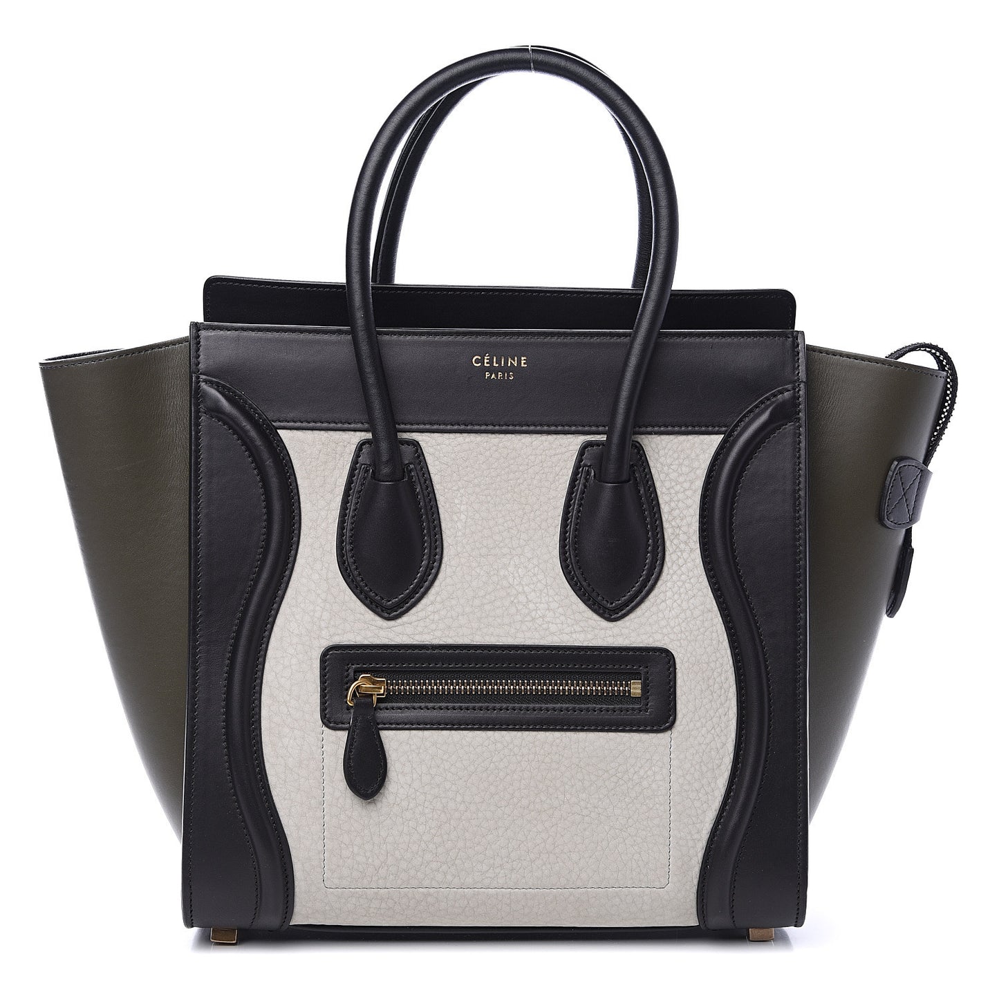 Nubuck Smooth Calfskin Micro Tri-Color Luggage Olive