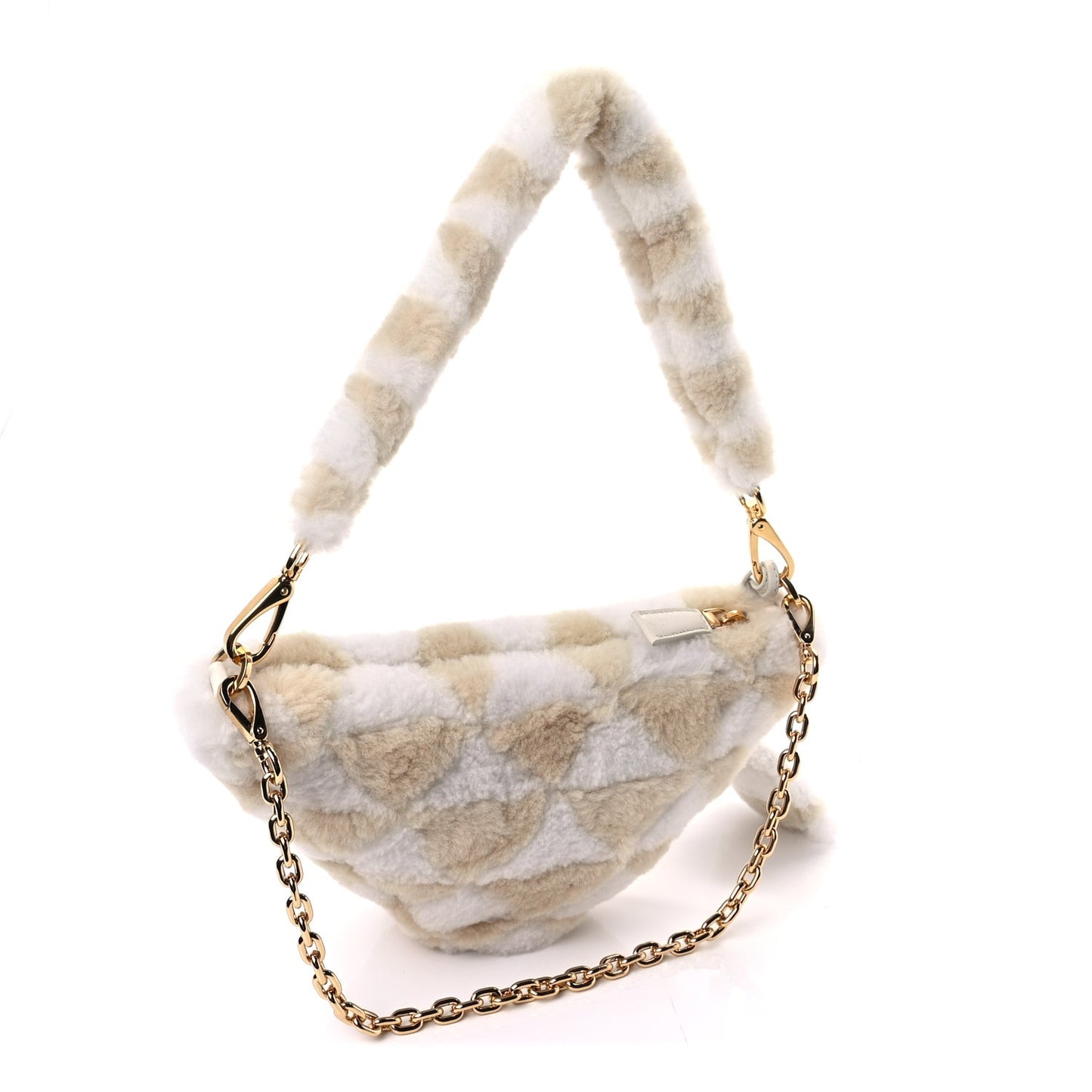 Shearling Symbole Mini Triangle Bag  Ecru White