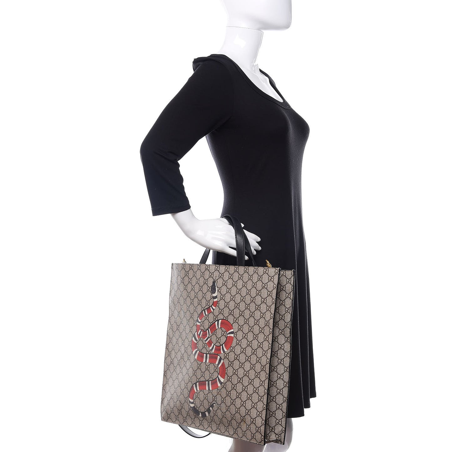 Soft GG Supreme Monogram Kingsnake Vertical Tote Black