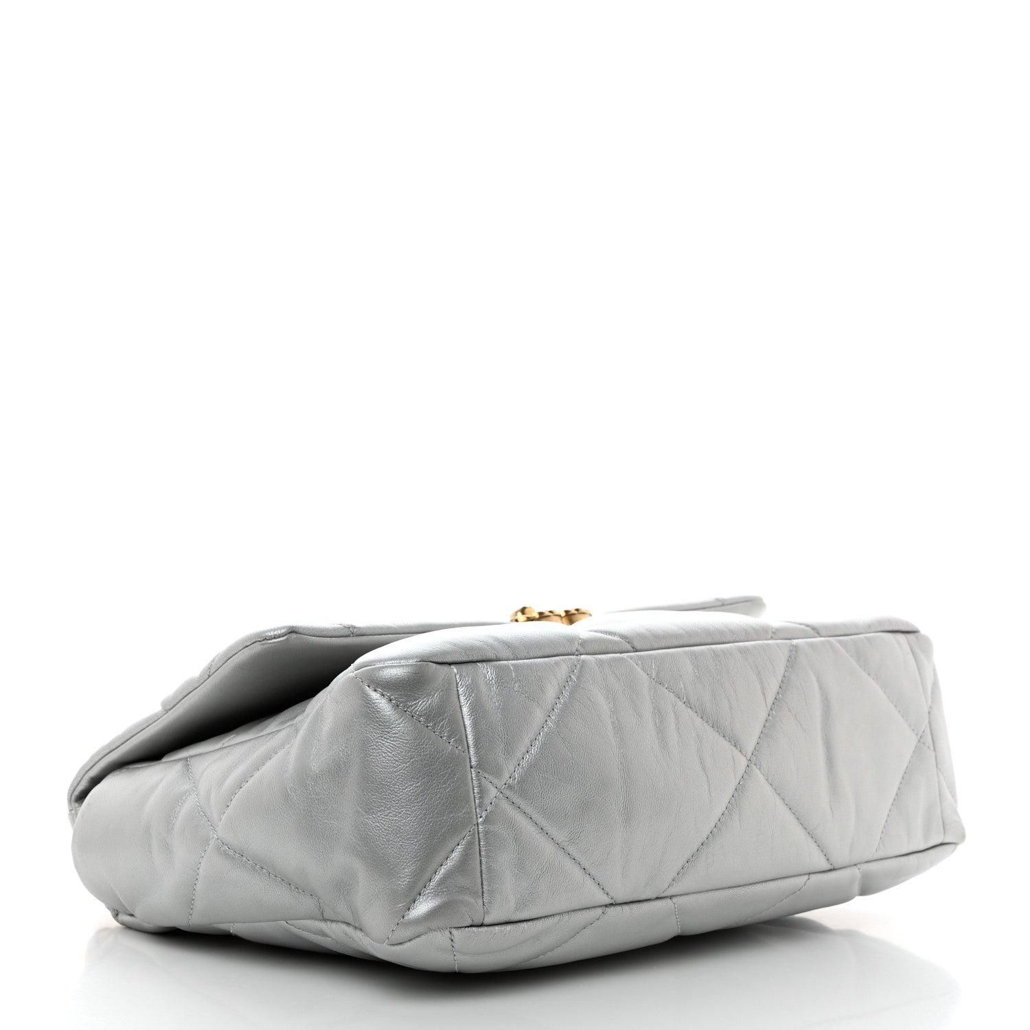 Chanel Metallic Goatskin Quilted Large Chanel 19 Flap Silver 4 of 12