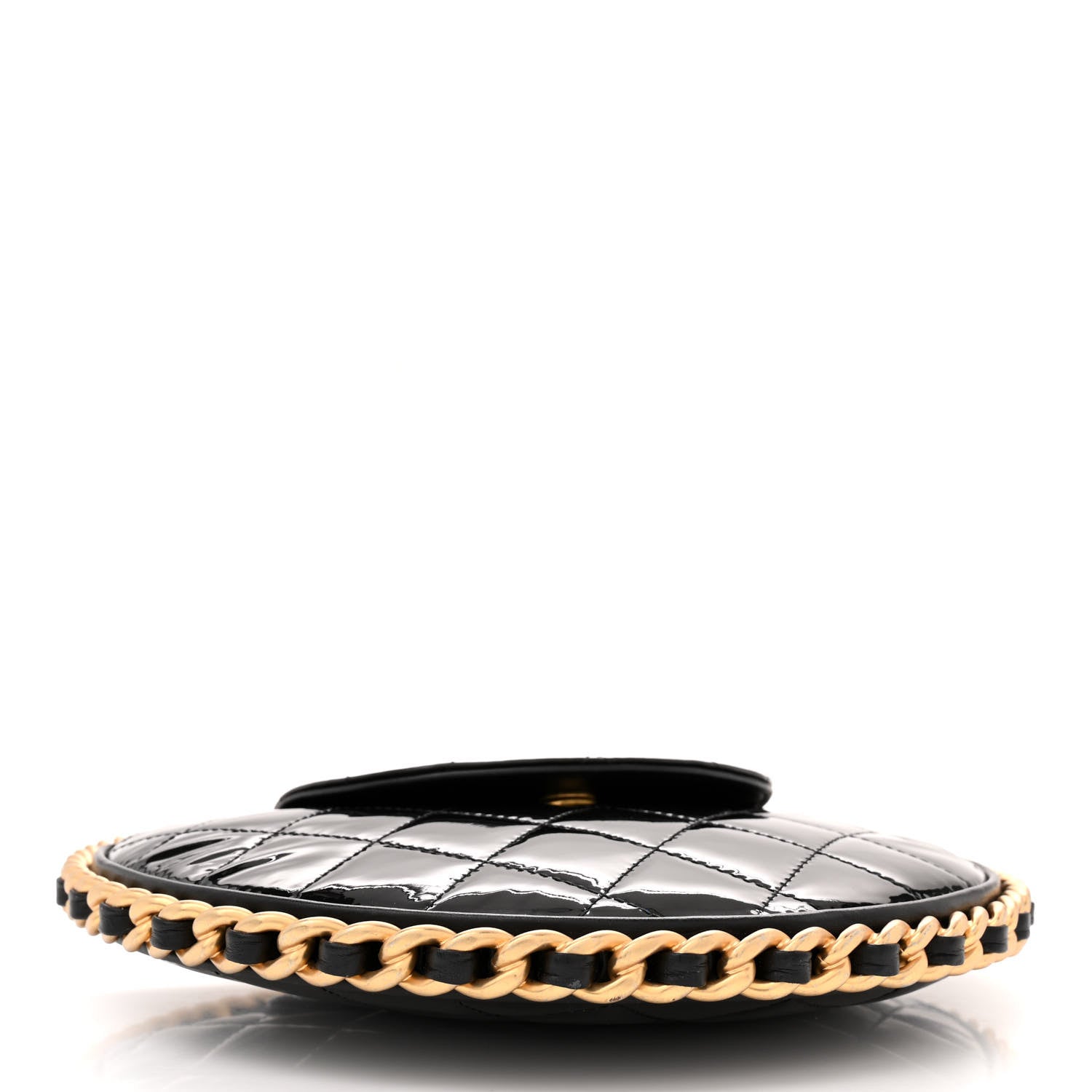 Chanel Patent Calfskin Quilted Chain Hoop Bag Black 4 of 10