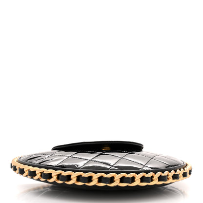 Chanel Patent Calfskin Quilted Chain Hoop Bag Black 4 of 10