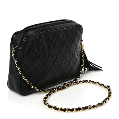 Chanel Lambskin Quilted CC Tassel Flap Camera Case Black 2 of 9