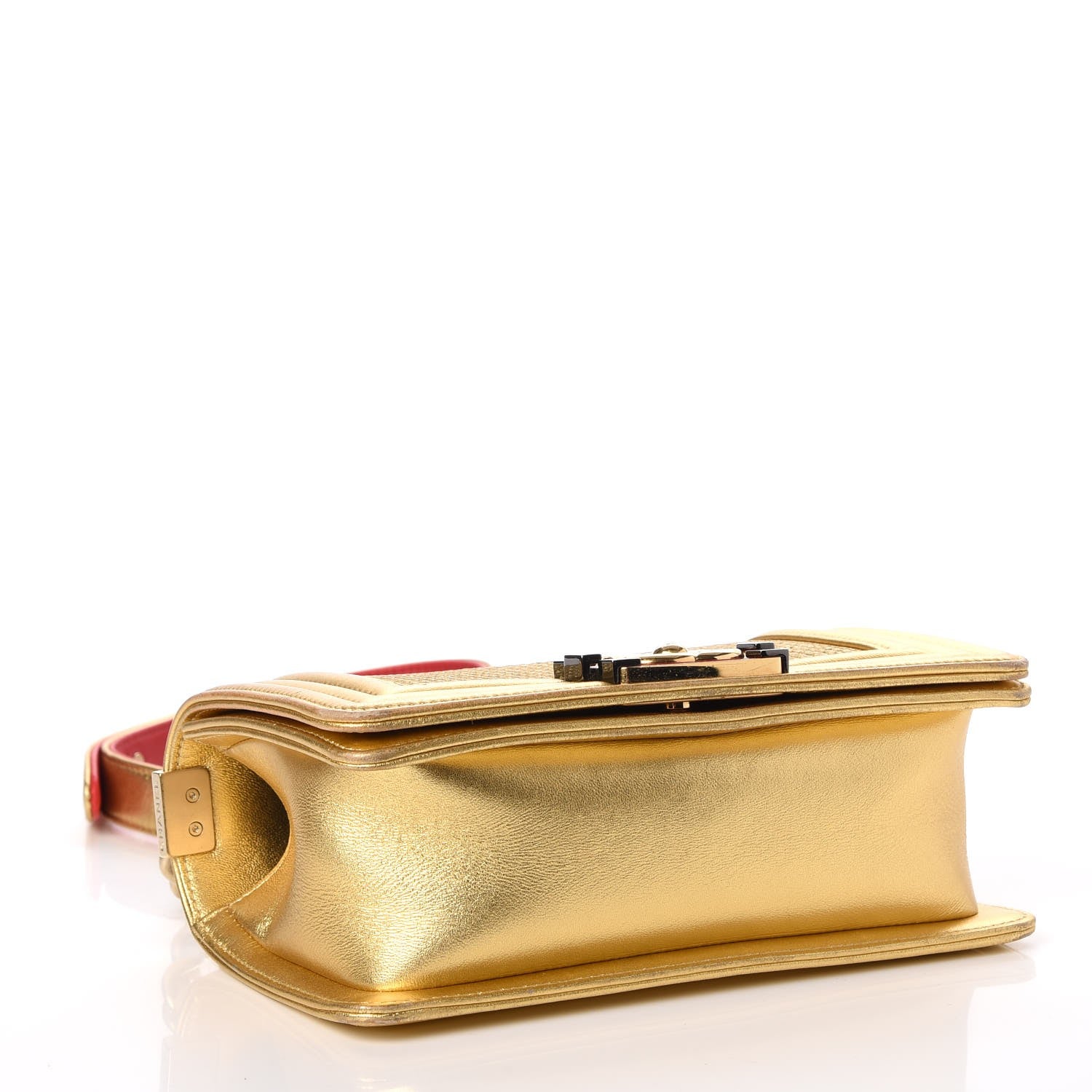 Chanel Metallic Lambskin Embossed Small Cube Boy Flap Gold 4 of 12