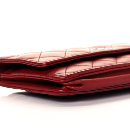 Chanel Lambskin Quilted Wallet On Chain WOC Red 11 of 28