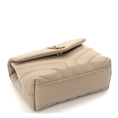 Saint Laurent Calfskin Y Quilted Monogram Toy Loulou Crossbody Bag Dark Beige 3 of 8