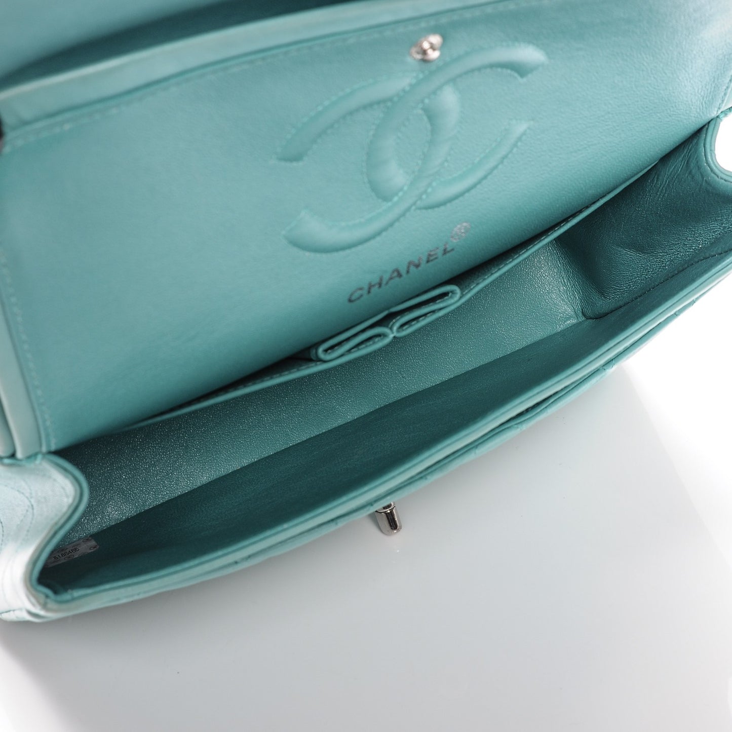 Lambskin Quilted Medium Double Flap Light Green