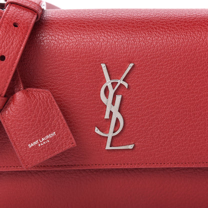 Saint Laurent Grained Calfskin Medium Monogram Sunset Satchel Red 9 of 9