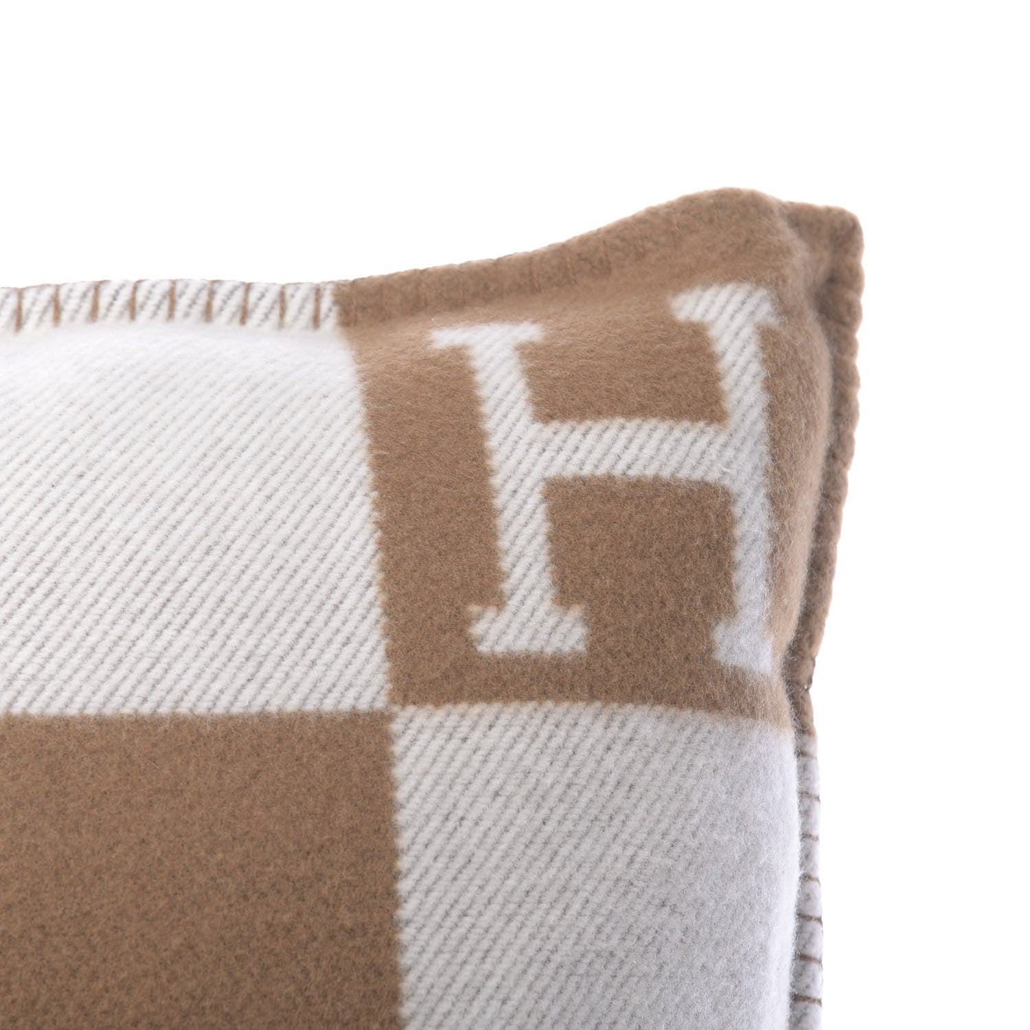 Hermes Wool Cashmere Avalon Pillow PM Ecru Camel 3 of 5