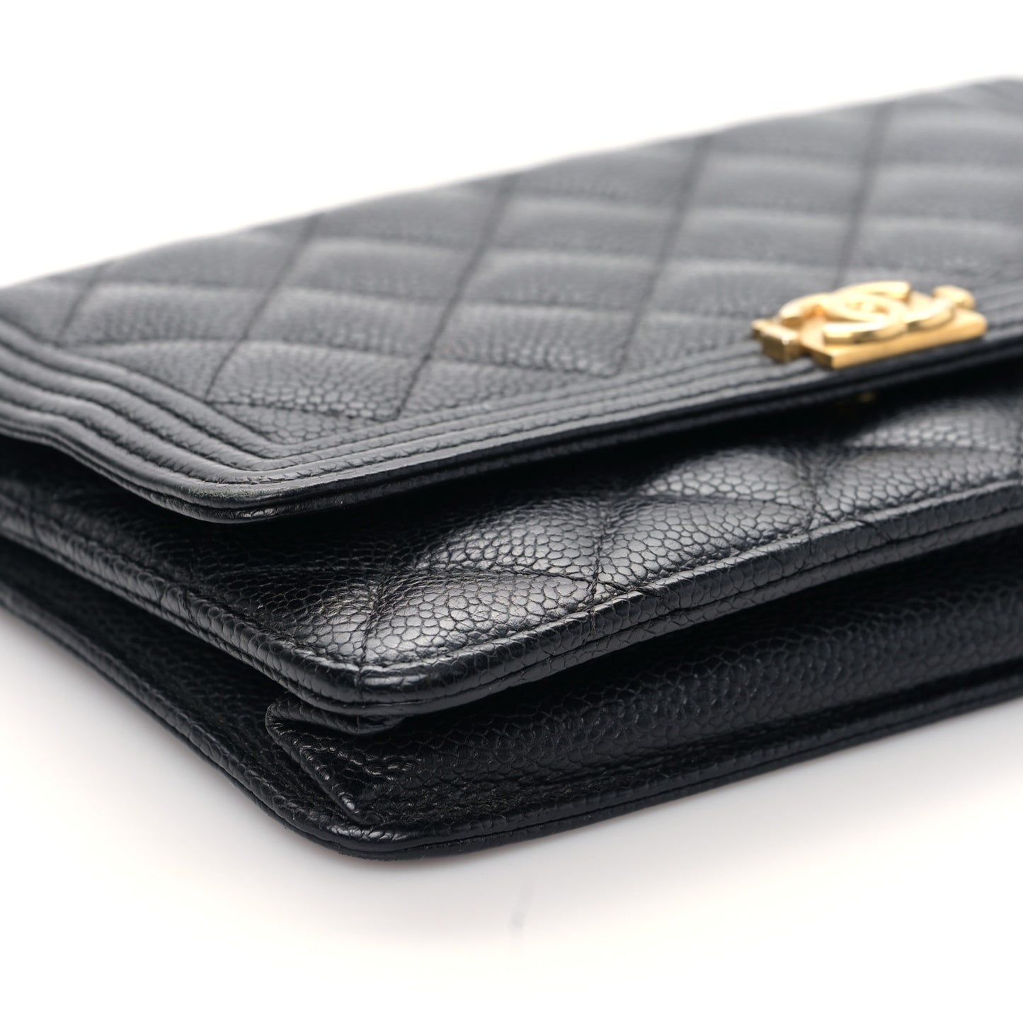 Caviar Quilted Boy Wallet On Chain WOC Black