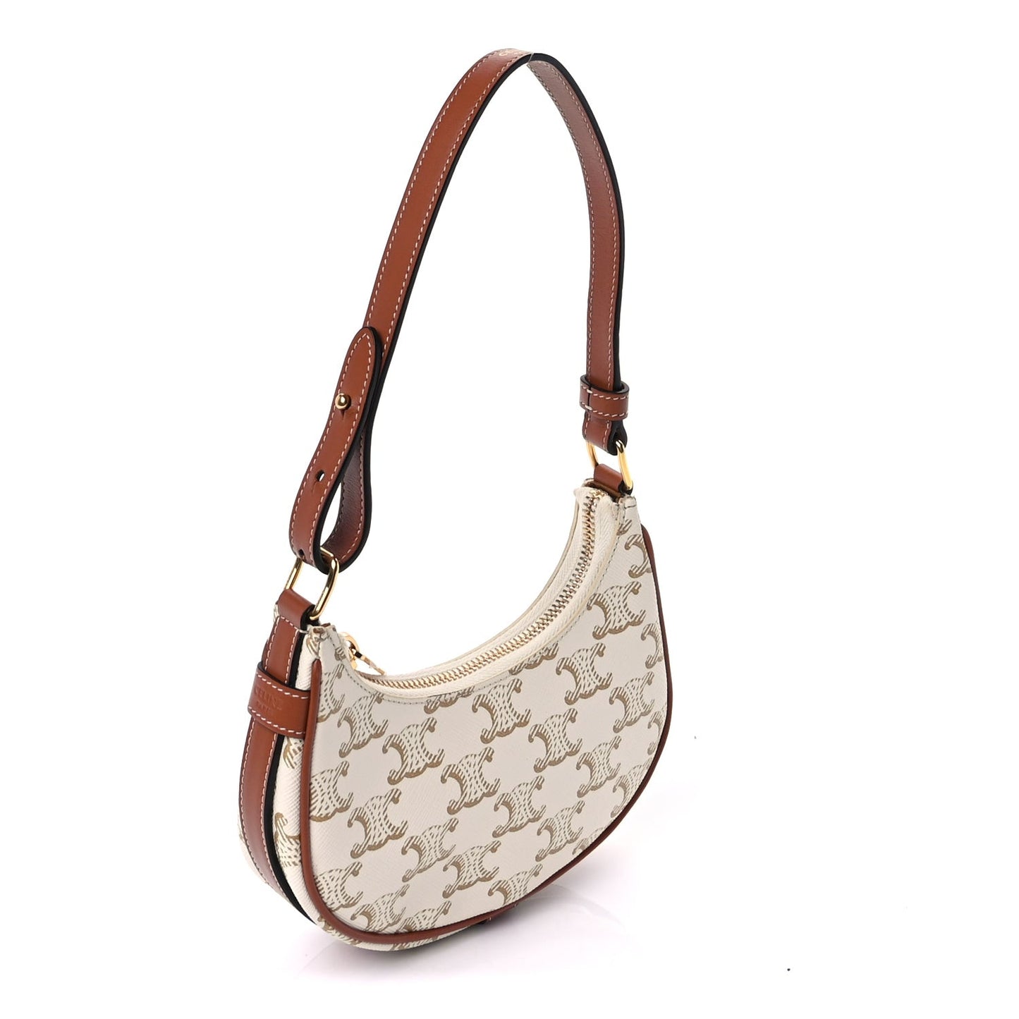 Canvas Calfskin Mini Ava Triomphe Shoulder Bag White