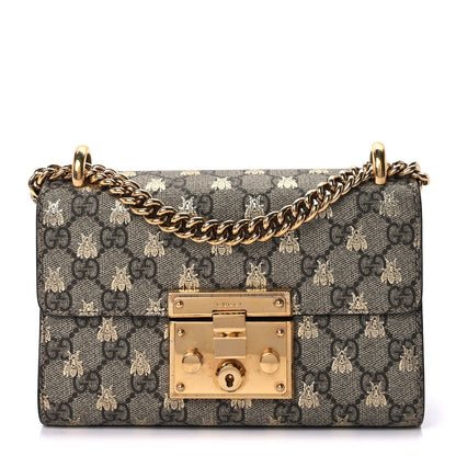 Gucci GG Supreme Monogram Bees Small Padlock Shoulder Bag  Black 1 of 7