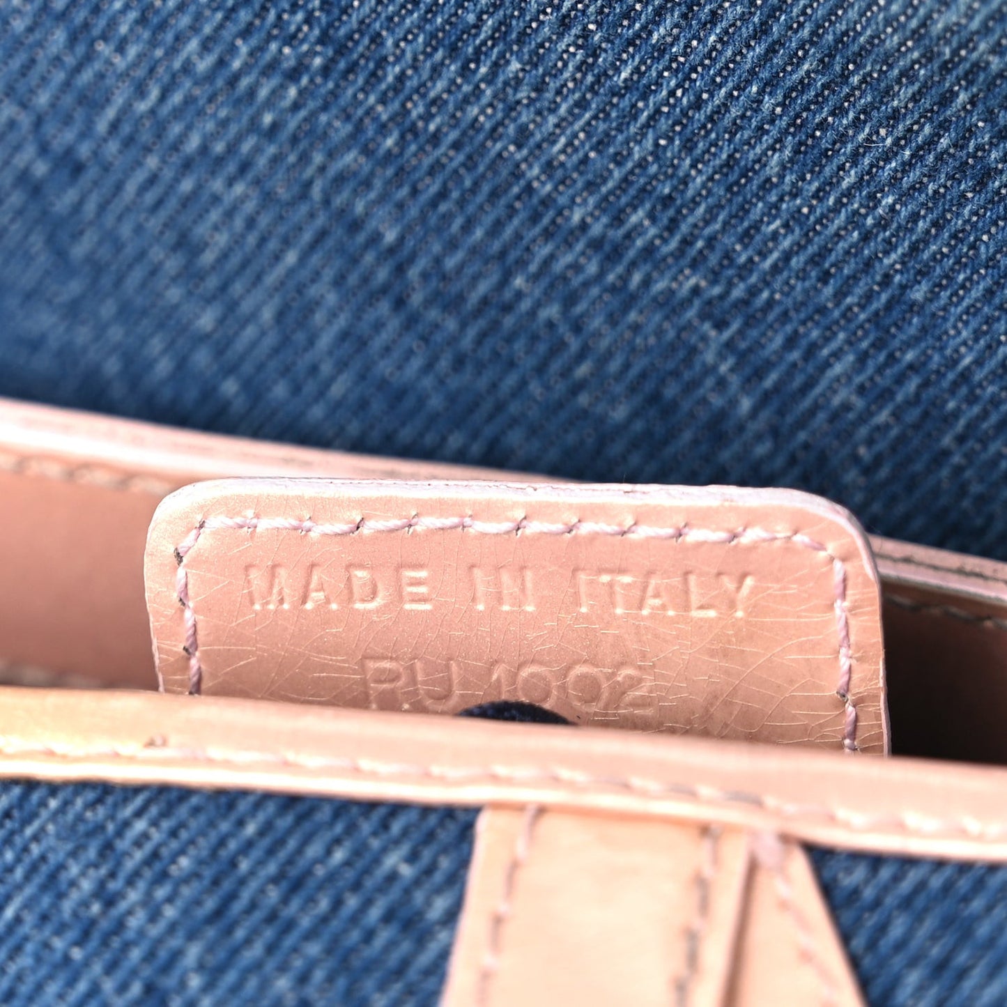 Patent Denim Jeans Saddle Bag Blue Pink