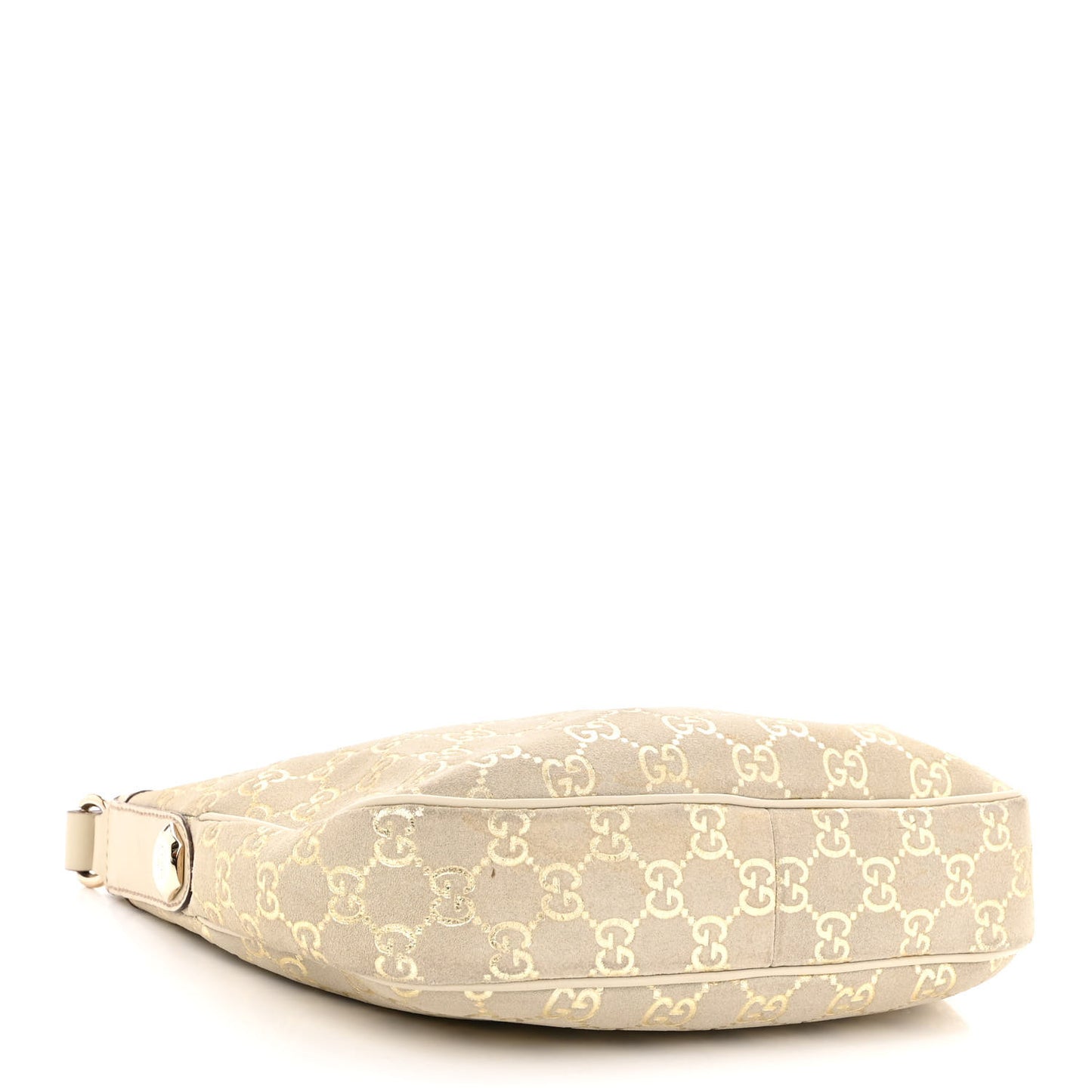 Suede GG Monogram Small Charmy Hobo Off White Gold