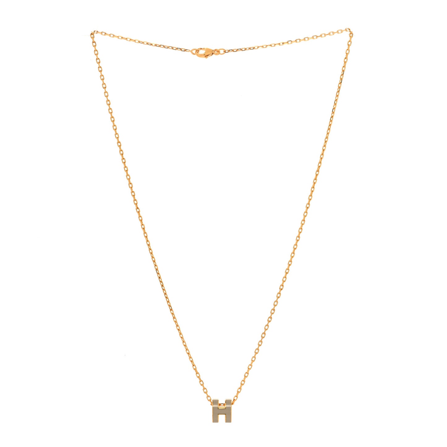 Lacquered Rose Gold Mini Pop H Pendant Necklace Marron Glace