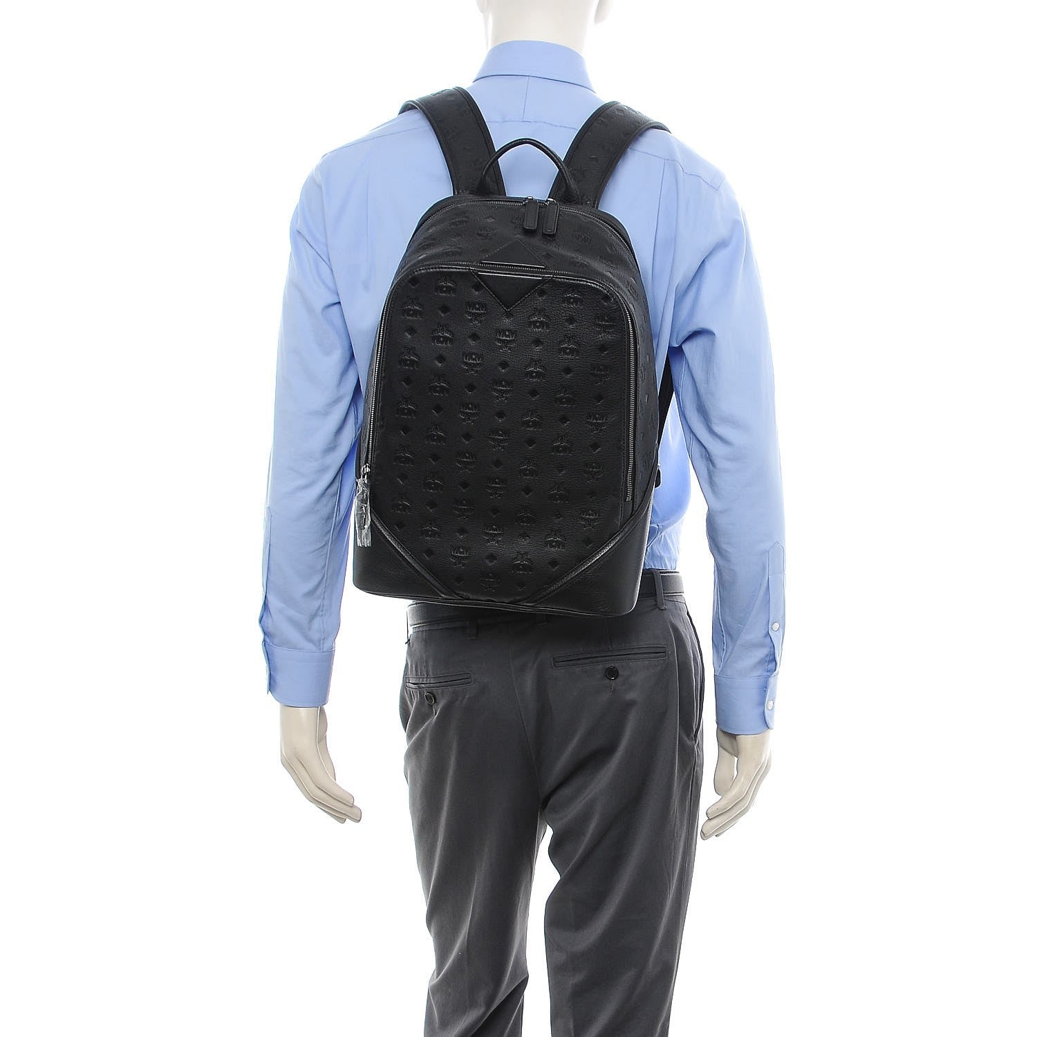 MCM Calfskin Ottomar Monogram Duke Backpack Black 2 of 17